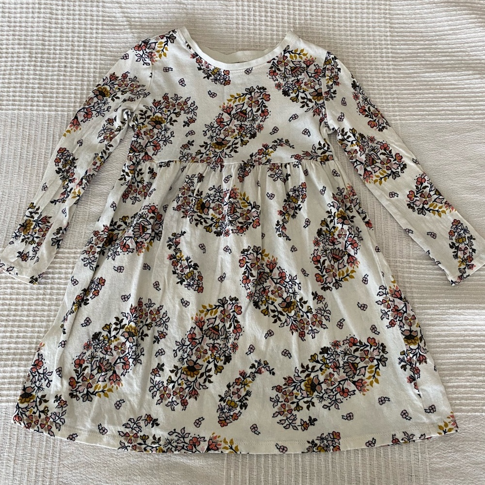 4T - Floral Long Sleeve Kids Dress